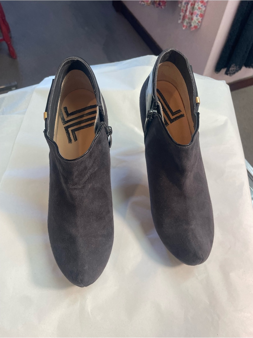 Lanvin blue Suede Ankle Booties with Side Buckle Detail
